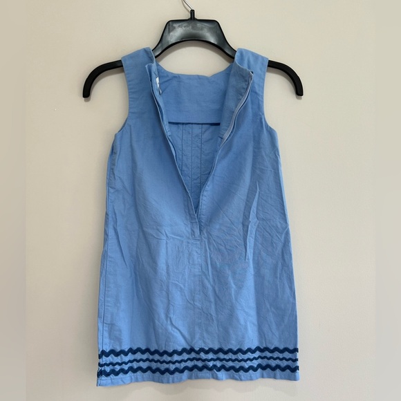 Vineyard Vines Girls Sleeveless Light Blue Dress Navy Ric Rac Detail, size 7 - Picture 3 of 7